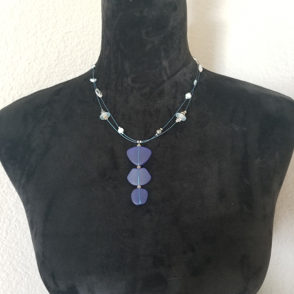 Cobalt Blue sea glass necklace - Picture 2 of 8